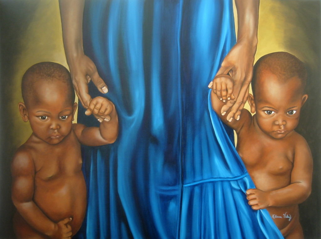 black angels oil on canvas painting