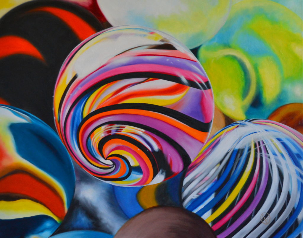 glass oil on canvas painting
