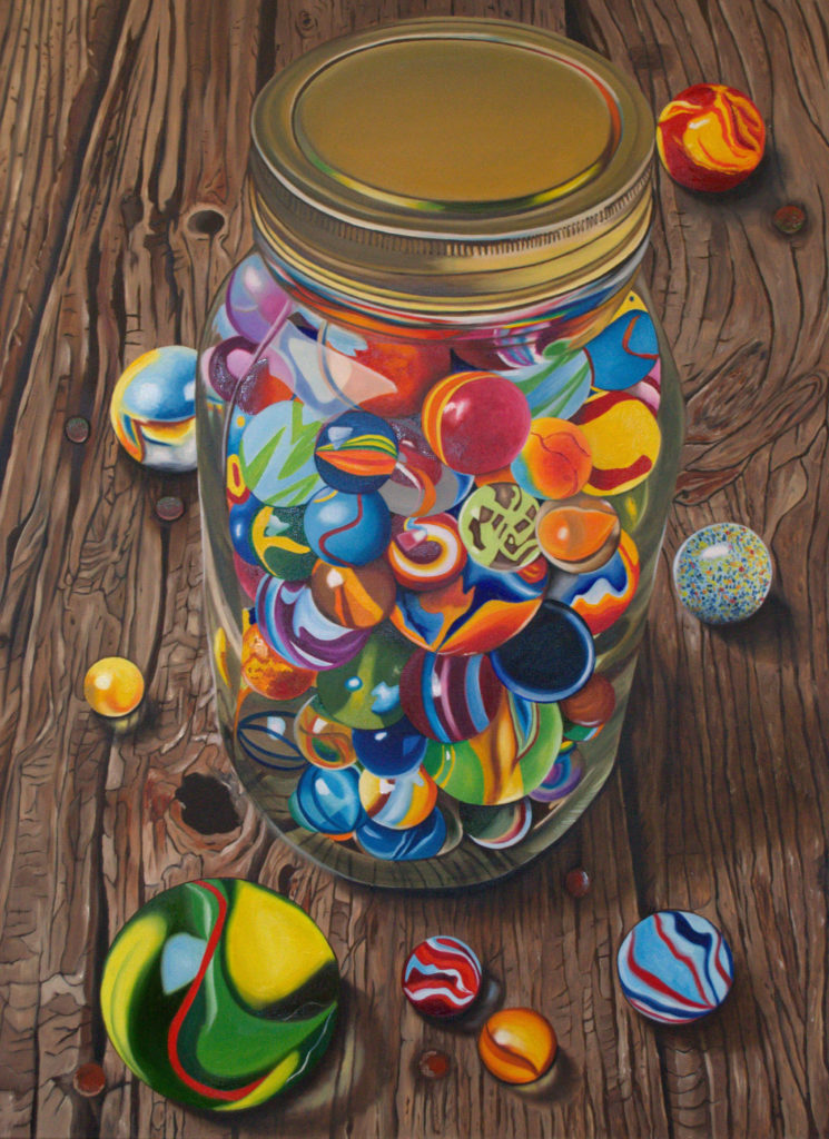 glass oil on canvas painting